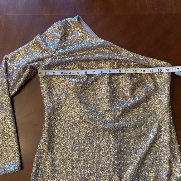 Ralph Lauren Gold Sequin Asymmetrical Cocktail Dress - Picture 5 of 5